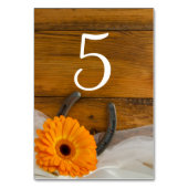 Numéro De Table Orange Daisy et Horseshoe Mariage occidental (Dos)