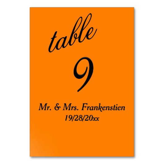 Numéro de table orange et noir (Dos)