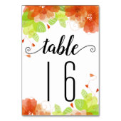 Numéro De Table Orange fleurs calligraphie floral mariage (Dos)