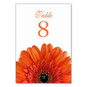 Numéro De Table Orange Gerbera Daisy Mariage blanc
