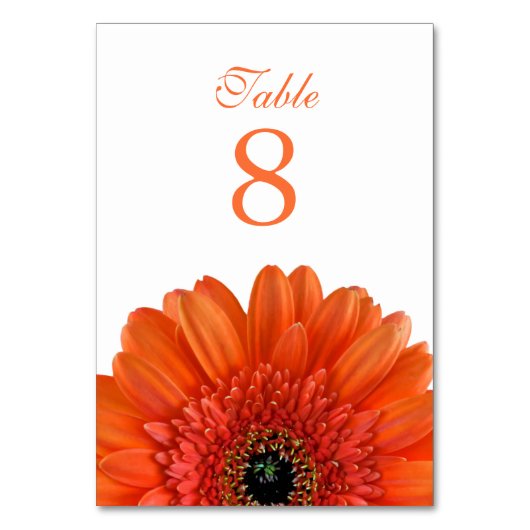Numéro De Table Orange Gerbera Daisy Mariage blanc (Par défaut)