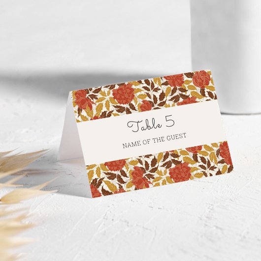 Numéro De Table Orange Peony Flowers Fall Wedding Place Card