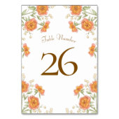 Numéro De Table Orange Rose Wedding (Dos)