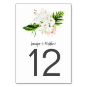 Numéro De Table Orchidées et Magnolias blancs et bleus tropicaux (Dos)