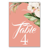 Numéro De Table Orchidées tropicales et palmiers sur le corail (Dos)
