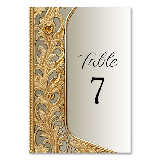 Numéro de table Ornate Or moderne (Dos)