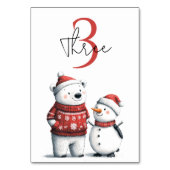 Numéro De Table Ours d'hiver rouge et neige | Winter Wonderland (Dos)