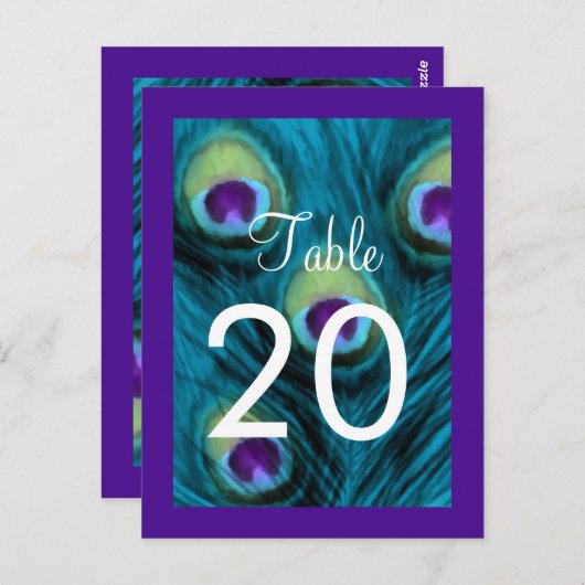Numéro de table Pacock Turquoise pourpre (Devant / Derrière)