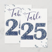Numéro de table pailletant Denim & Diamonds 25 (Devant / Derrière)