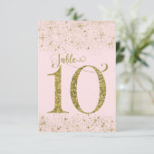 Numéro de table Pailleté Rose Doré Numéro 10 (Debout devant)
