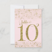 Numéro de table Pailleté Rose Doré Numéro 10 (Dos)