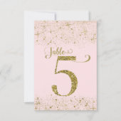 Numéro de Table Pailleté Rose Doré Numéro 5 (Devant)