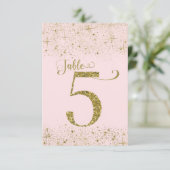 Numéro de Table Pailleté Rose Doré Numéro 5 (Debout devant)