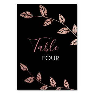 Numéro De Table Pailleté Rose Or Ficelle Glam Noir