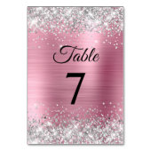 Numéro De Table Paillettes Argent Rose Clair Feuille (Dos)