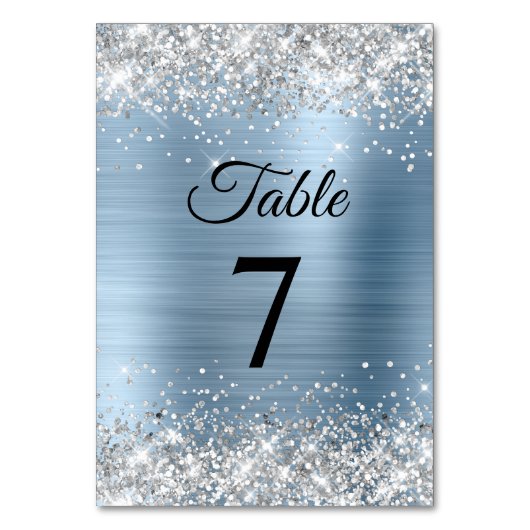 Numéro De Table Paillettes argentées bleu clair métallisé (Par défaut)