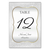 Numéro De Table Paillettes blanches et garniture dorée (Dos)