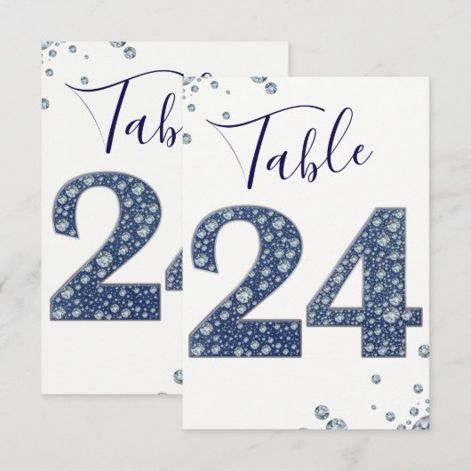 Numéro de table Paillettes Brillantes Denim & Diam (Devant / Derrière)