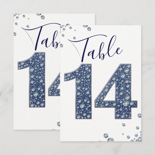 Numéro de table Paillettes Denim & Diamonds Bling  (Devant / Derrière)