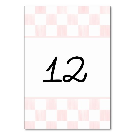Numéro De Table Painted Pink Checkerboard Pattern Wedding (Dos)