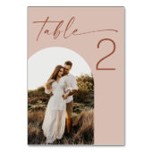 Numéro De Table Pale Blush Script Mariage | Élégante Photo d'Arche (Dos)