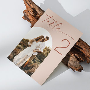Numéro De Table Pale Blush Script Mariage Élégante Photo d'Arche