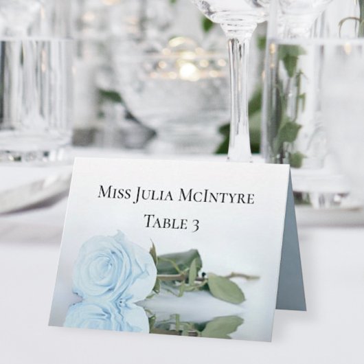 Numéro De Table Pale Dusty Blue Rose Wedding DIY Fold Place Card