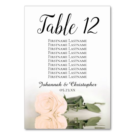 Numéro De Table Pale Peach Rose Élégant tableau de mariage (Par défaut)