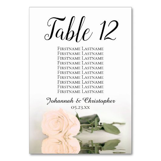 Numéro De Table Pale Peach Rose Élégant tableau de mariage (Par défaut)