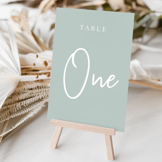 Numéro De Table Pale Sage Vert Main Scripté Table ONE