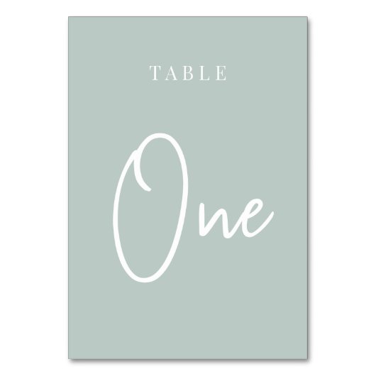 Numéro De Table Pale Sage Vert Main Scripté Table ONE (Par défaut)