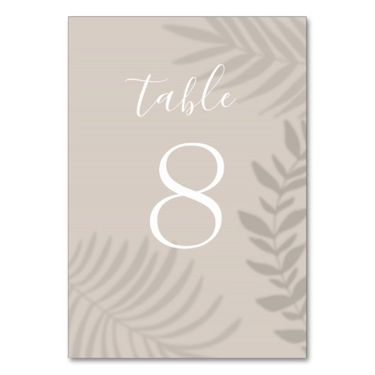 Numéro De Table Palm ombragé Tan (Dos)