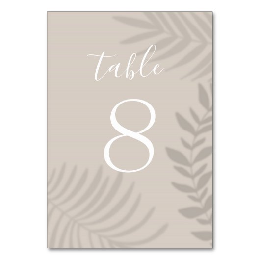 Numéro De Table Palm ombragé Tan (Par défaut)