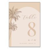 Numéro De Table Palm Tree Beige Script Monogram Beach Mariage (Par défaut)