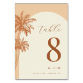 Numéro De Table Palm Tree Ivory White Monogram Beach Mariage (Dos)
