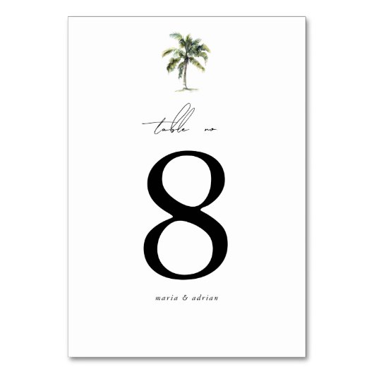 Numéro De Table Palm Tree minimal Mariage de plage tropicale (Dos)
