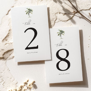Numéro De Table Palm Tree minimal Mariage de plage tropicale