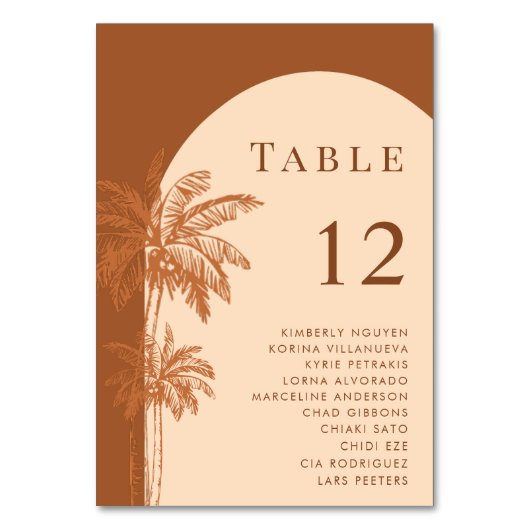 Numéro De Table Palm Tree Terracotta Cream Boho Plan de siège (Par défaut)