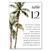 Numéro De Table Palm Tree Tropical Island Minimal Beach Wedding (Dos)