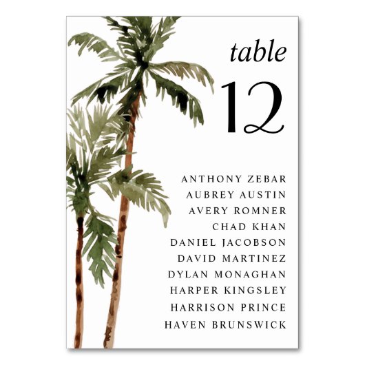 Numéro De Table Palm Tree Tropical Island Minimal Beach Wedding (Par défaut)