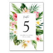 Numéro De Table Palme florale tropicale Feuilles Blush Elégant Mar (Dos)