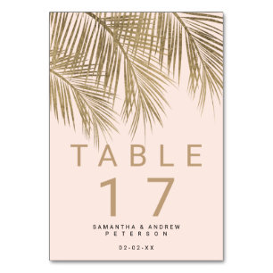 Numéro De Table Palmier d'or moderne élégante table de mariage ros