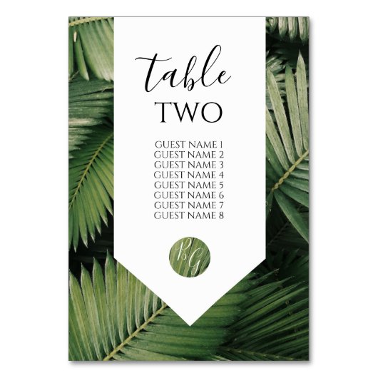 Numéro De Table Palmier Feuille verdure Mariages Nom d'hôte (Par défaut)