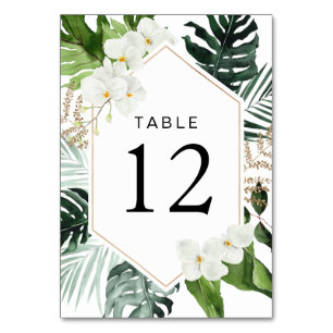 Numéro De Table palmier tropical feuille verdure fleurie mariage