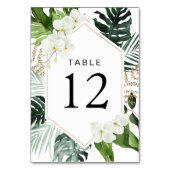 Numéro De Table palmier tropical feuille verdure fleurie mariage (Dos)