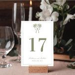 Numéro De Table Palmiers noués Destination Tropicale Mariage<br><div class="desc">Palmiers à noeuds tropicaux Khaki Moss Green Beach Wedding / Destination Wedding Suite Design - Carte Numéro De Table. Ce design à thème tropical présente une illustration simple mais unique de deux silhouettes de palmiers reliées entre elles dans un noeud. Ce design moderne est parfait pour un mariage sur la...</div>