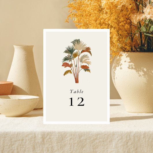 Numéro De Table Palmiers tropicaux Aquarelle Pastel Boho Mariage