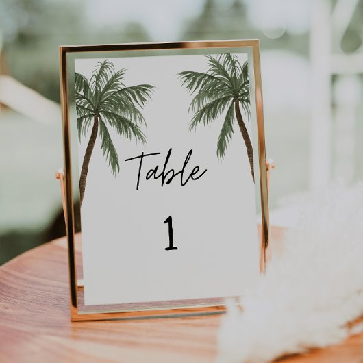Numéro De Table Palmiers tropicaux minimalistes 