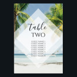 Numéro De Table Palmiers tropicaux Plage Mariage Noms des invités<br><div class="desc">Cet hôtel design dispose de palmiers tropicaux sur une plage. La belle verdure des palmiers contraste avec le ciel bleu et l'eau. L'élément diamant blanc opaque met la typographie moderne au premier plan. Une parfaite fusion entre moderne et chic. Un design de verdure palmier idéal pour une destination de plage...</div>