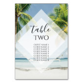 Numéro De Table Palmiers tropicaux Plage Mariage Noms des invités (Dos)